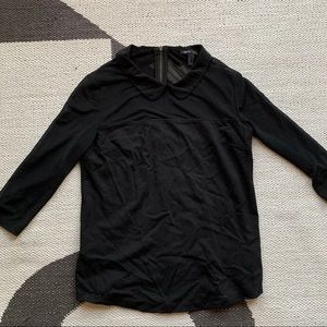 Mango Round-collar zip-back top with sheer panel